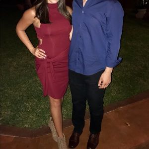 A+ Ellen maroon/burgundy holiday dress